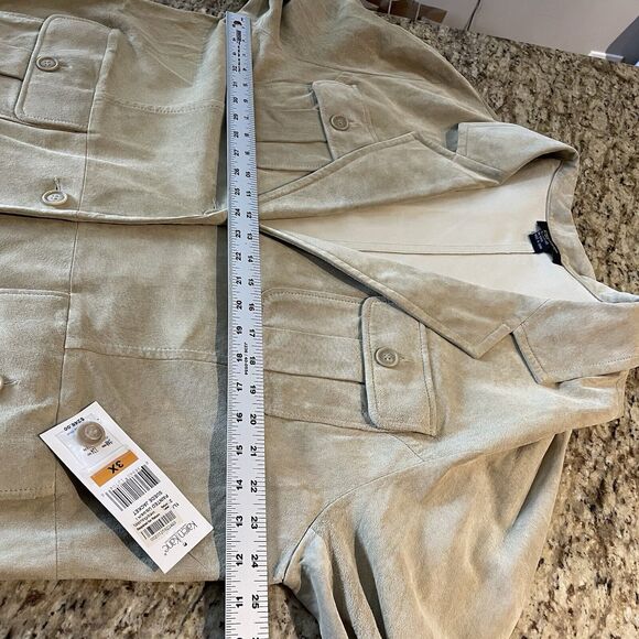 New Karen Kane NWT 3X Khaki Suede Leather Jacket Retro Boho Oversized - Picture 8 of 9